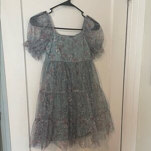 Charming Floral Kids Dress in Blue by [Brand]